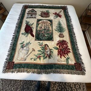 Tapestry Woven Throw Vicky Howard Floral and Birds 51 x 68
